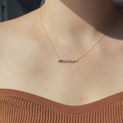 Diamond Mama Necklace in 14K Solid Gold