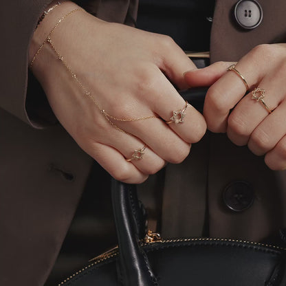 Diamond Star of David Ring in 14k Solid Gold