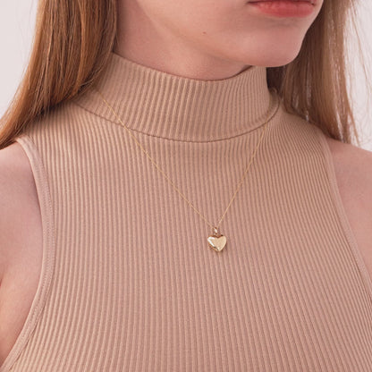 Custom Heart Puff Necklace in 14K Solid Gold