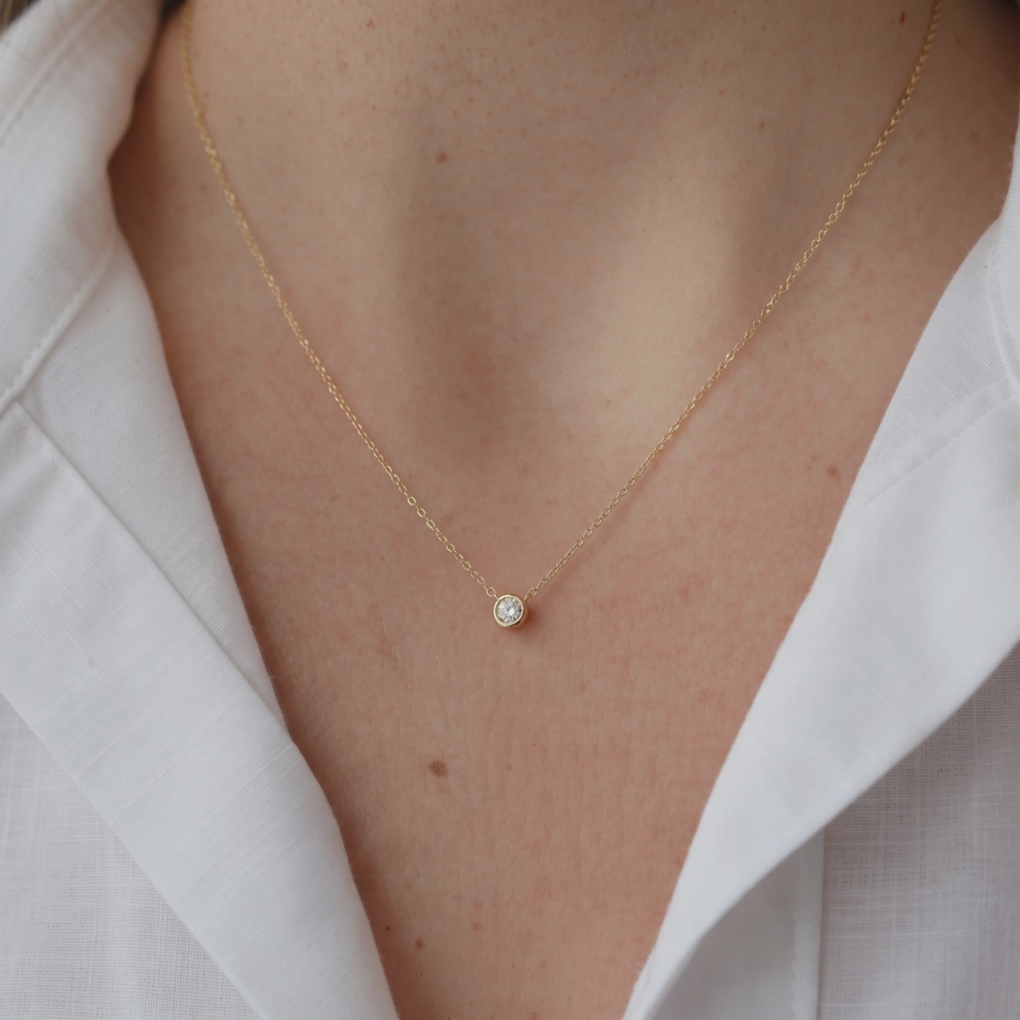 Diamond Bezel Solitaire Necklace