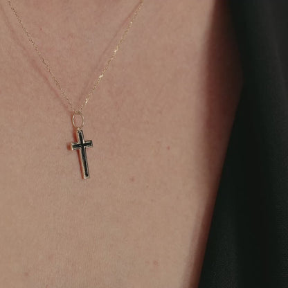 Enamel Cross Necklace in 14K Solid Gold