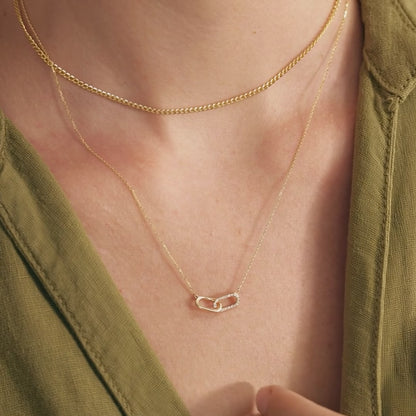 Diamond Paperclip Interlocking Necklace