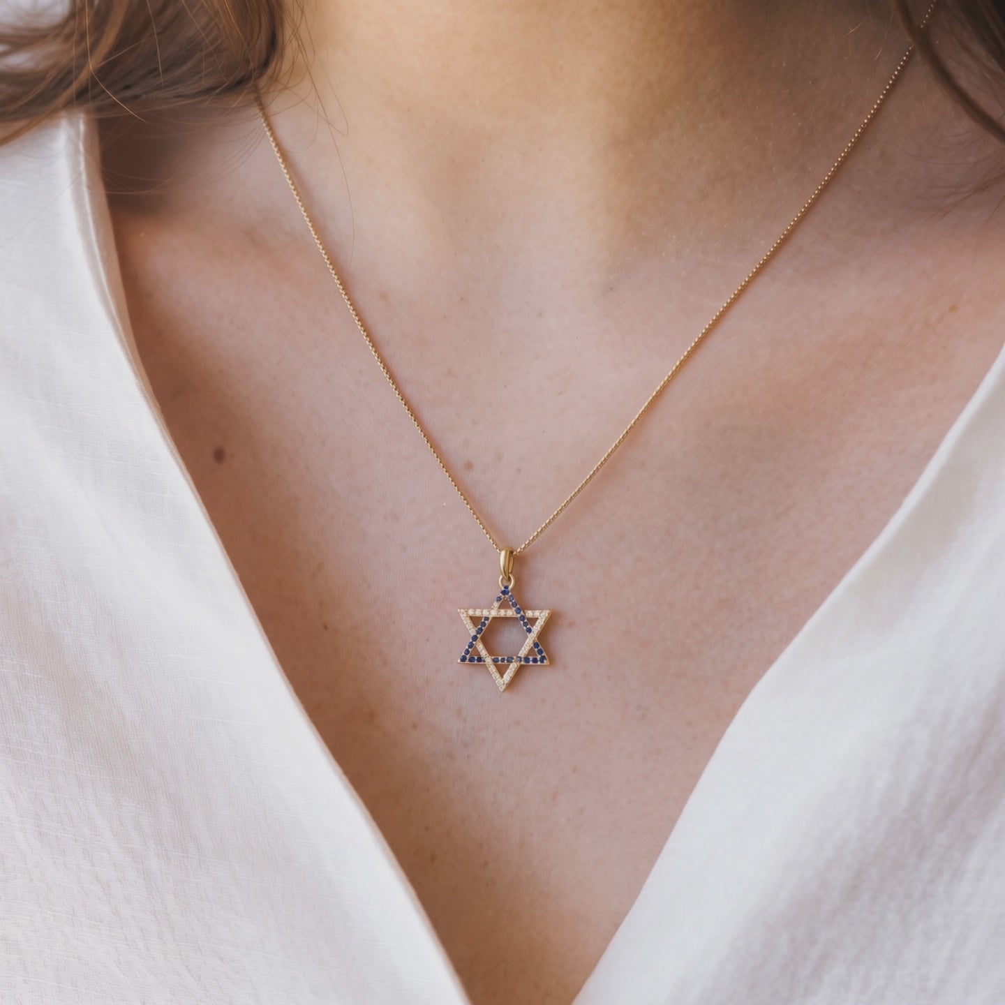 Diamond Star of David Charm