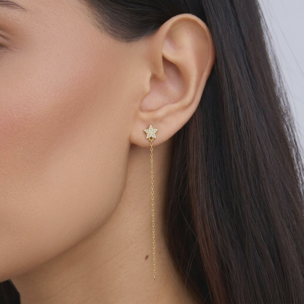 Diamond Star Drop Earrings