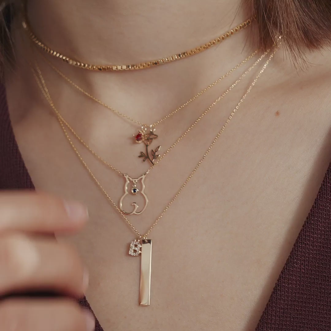 Birth Flower with Birthstone Pendant Necklace