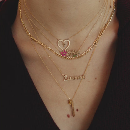 Heart Cross Necklace in 14k Solid Gold