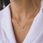 Personalized Custom Number Necklace with Birthstone