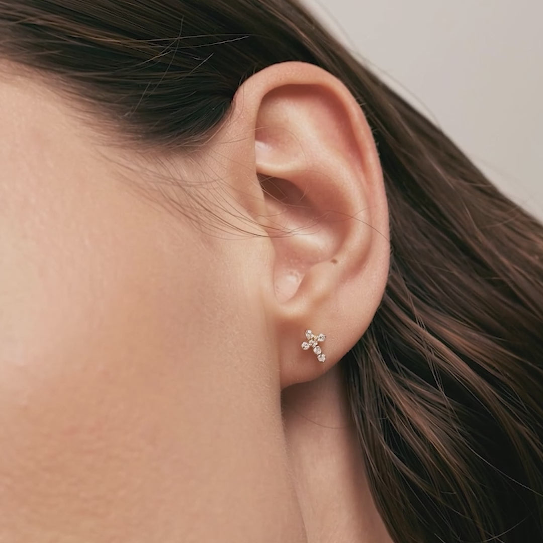 Diamond Cross Earrings