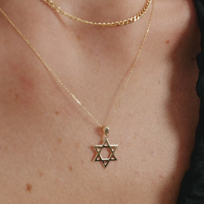 Star of David Necklace in 14K Solid Gold