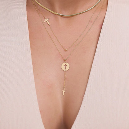 Cut-Out Cross Y-Necklace