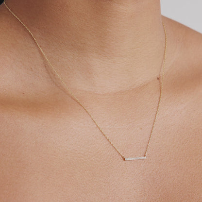 Long Bar Necklace in 14K Solid Gold