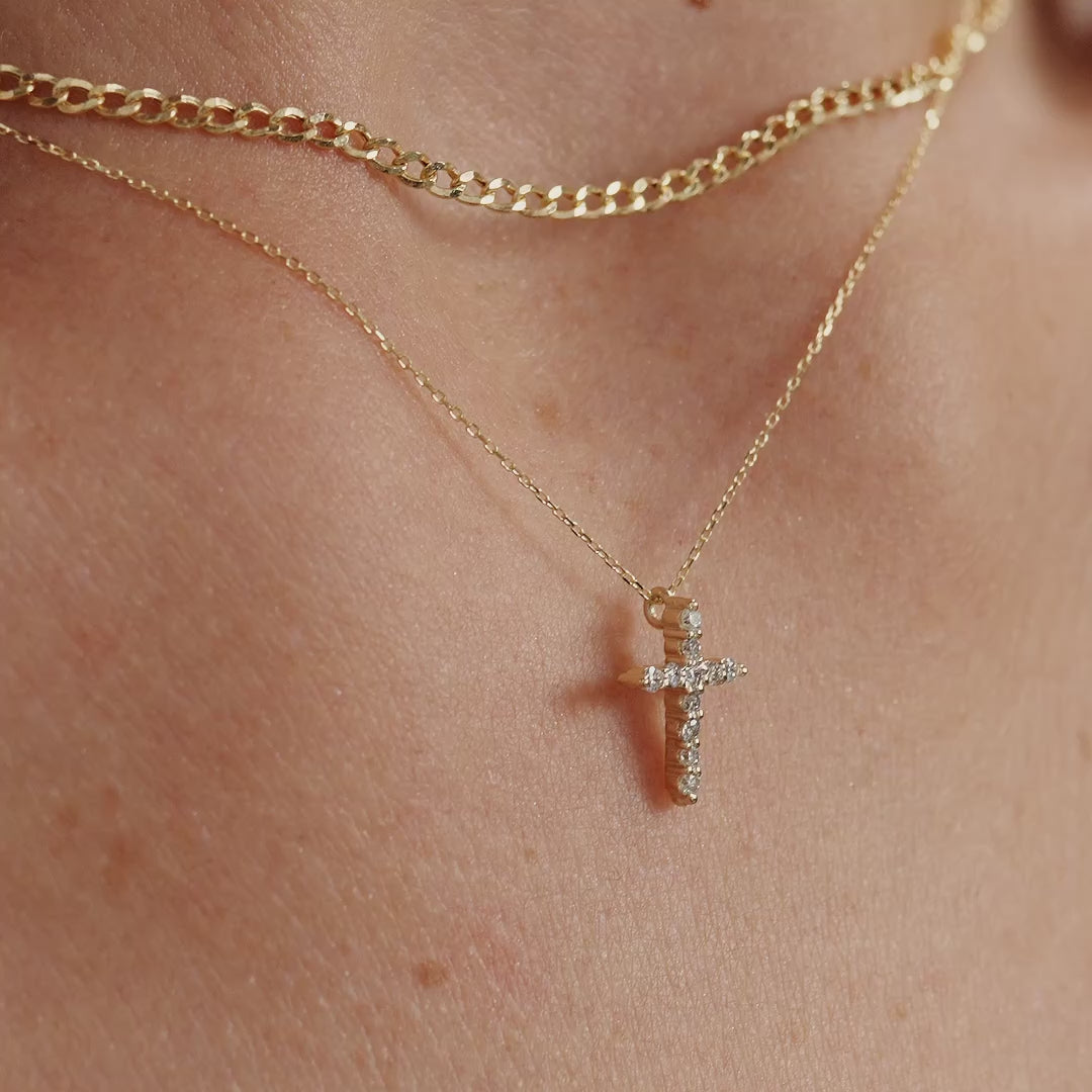 Diamond Cross Religious Necklace
