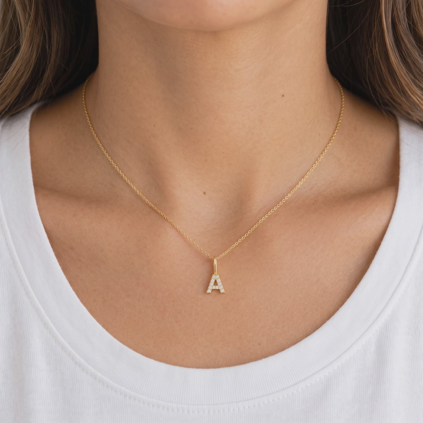 Diamond Initial Letter Necklace