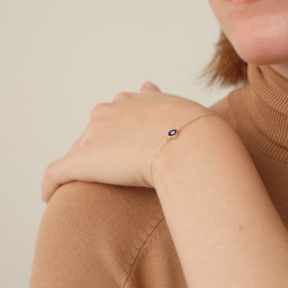 Mini Evil Eye Bracelet in 14K Solid Gold