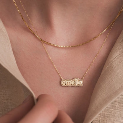 Diamond Buble Name Necklace