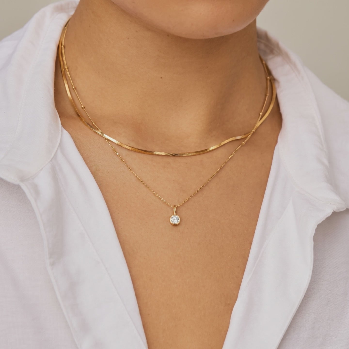 Bezel Diamond Pendant Necklace