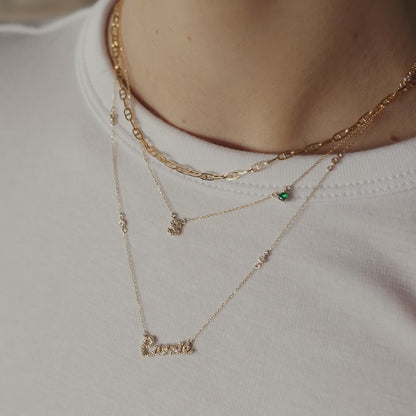 Diamond Carrie Name Necklace in 14k Solid Gold