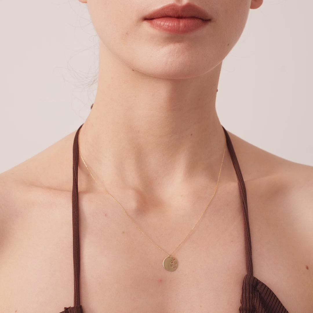 Paw Print Engravable Disc Pendant Necklace