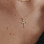 Diamond Budded Cross Necklace