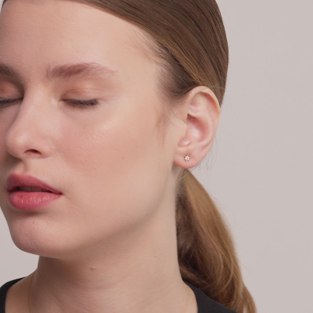 Diamond Flower Stud Earrings