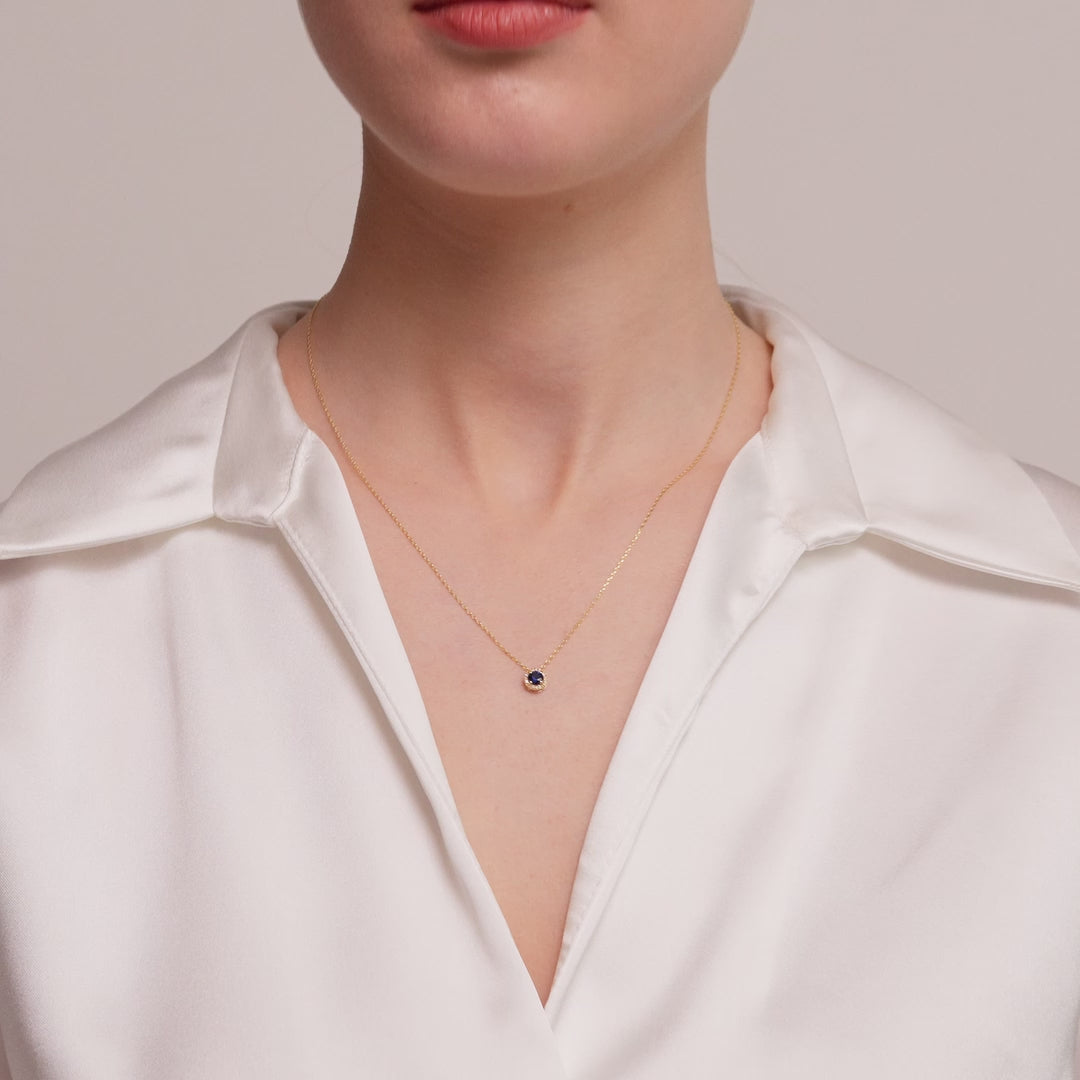 Sapphire Frame Pendant Necklace
