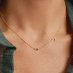 Personalized Sideways Initial Birthstone Necklace