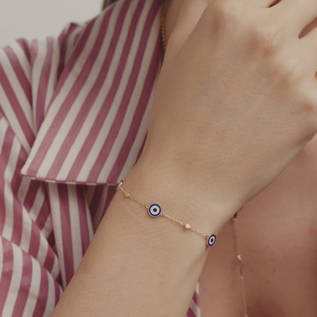 Diamond Evil Eye Station Bracelet