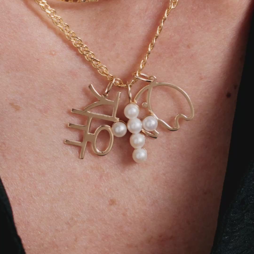 Pearl Cross Charm