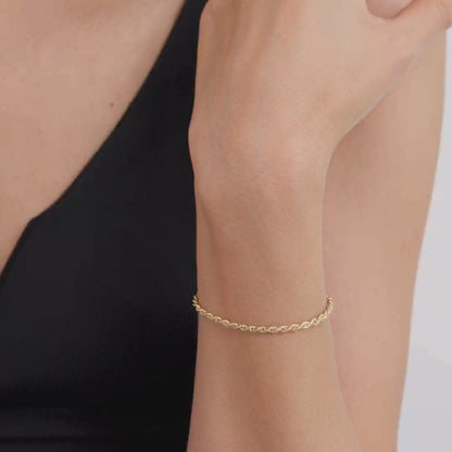 Rope Chain Bracelet in 14K Solid Gold