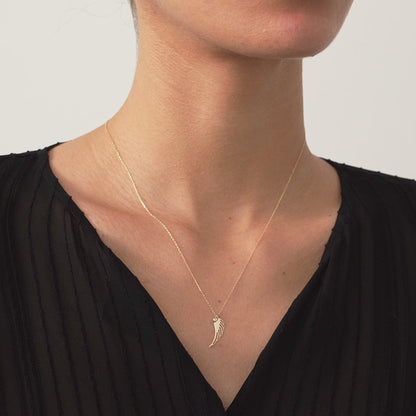 Diamond Angel Wing Pendant Necklace in 14K Solid Gold