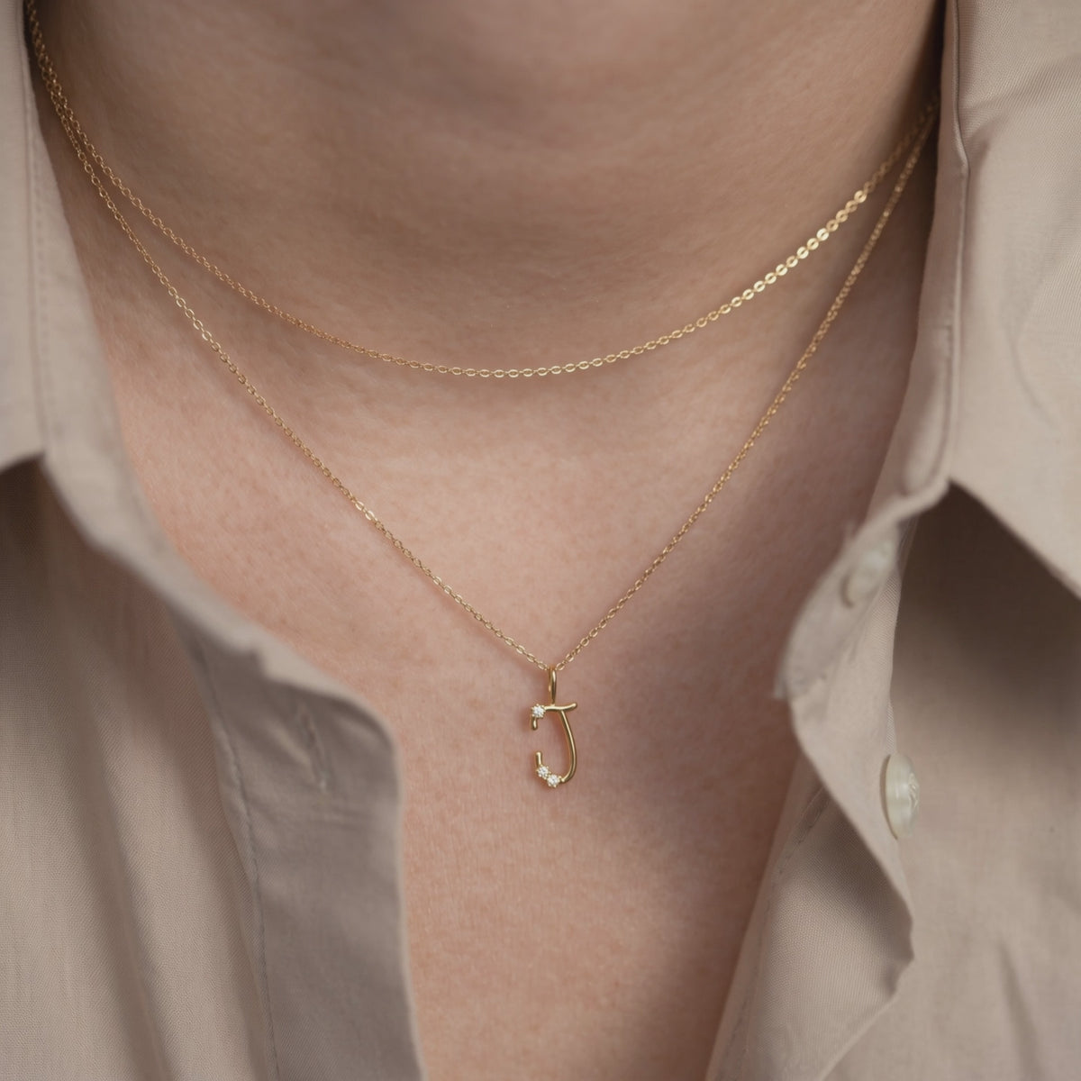 Diamond Cursive Initial Necklace