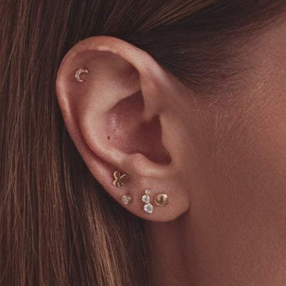 Three CZ Stone Flat Back Piercing Stud