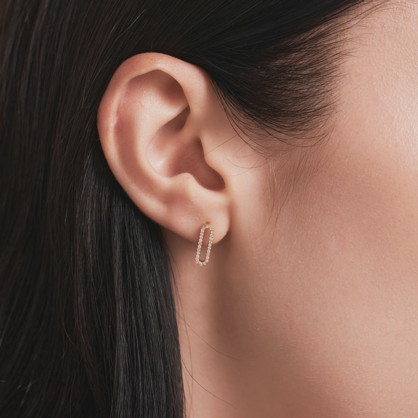Dainty Diamond Paperclip Earrings