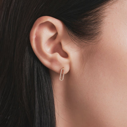 Dainty Diamond Paperclip Earrings