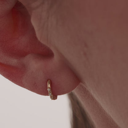 Dainty 3-Stone Hoop Earrings