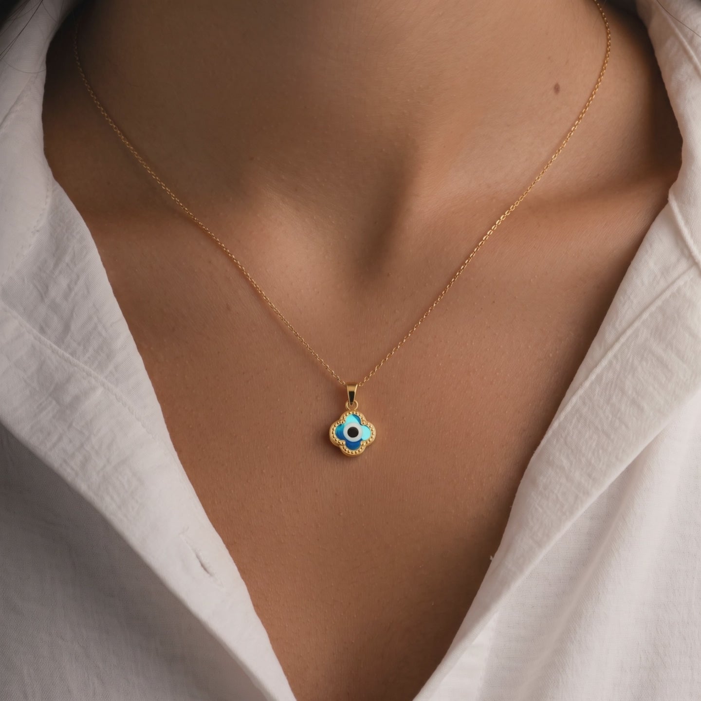 Evil Eye Clover Pendant