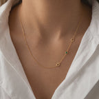 Personalized Sideways Initial Necklace with Birthstone