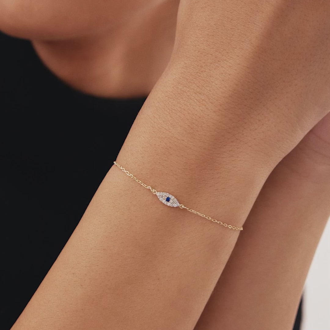 Diamond Pave Evil Eye Bracelet