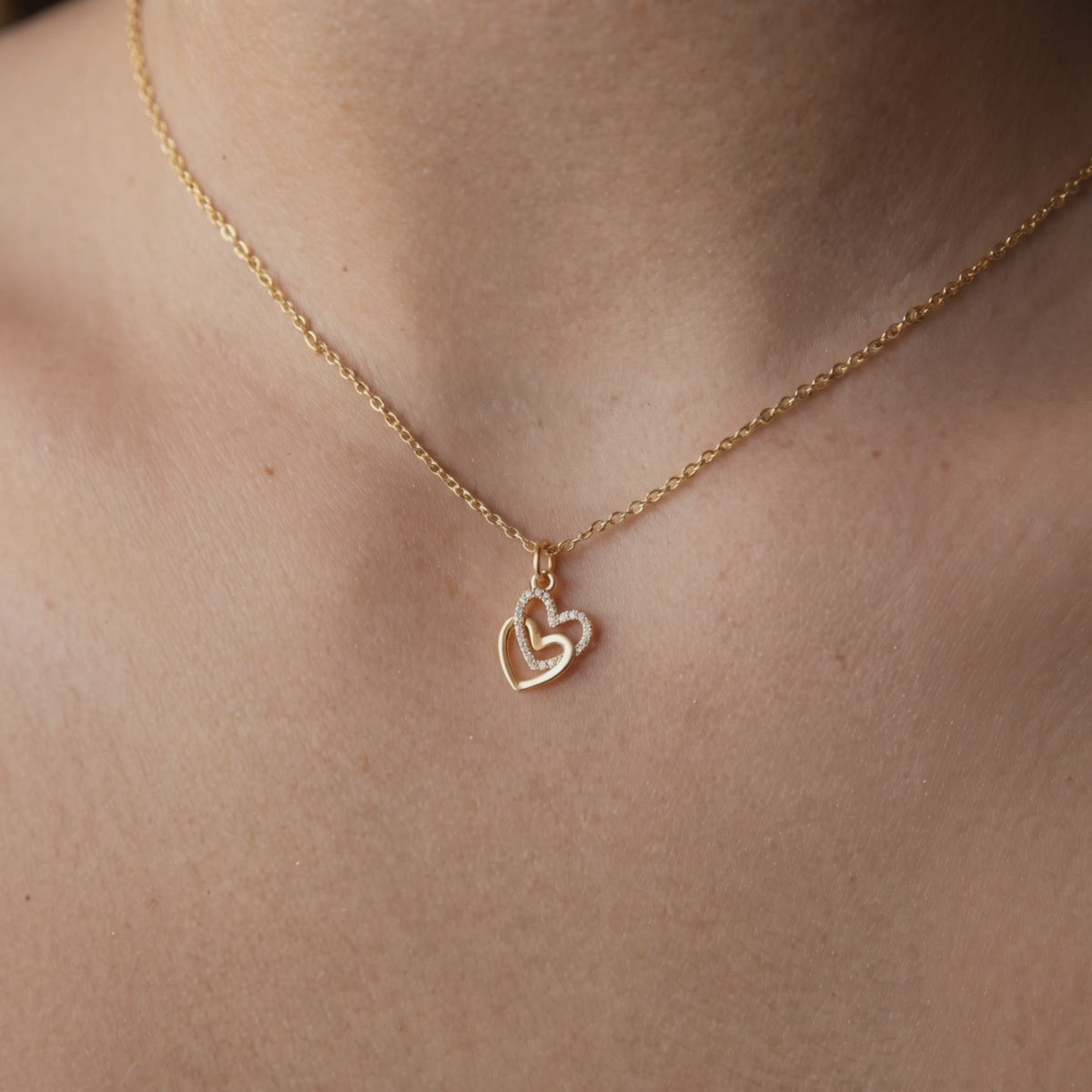 Interlocking Pave Heart Pendant
