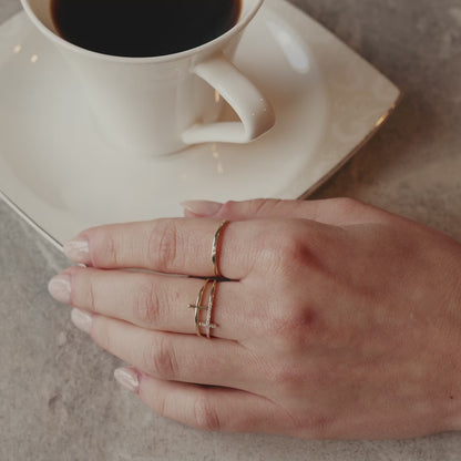 Diamond Slim Signet Ring in 14k Solid Gold