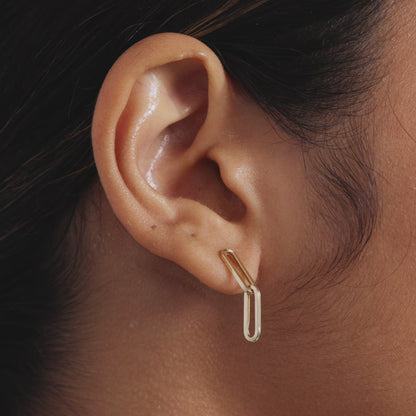 Paperclip Earrings in 14K Solid Gold