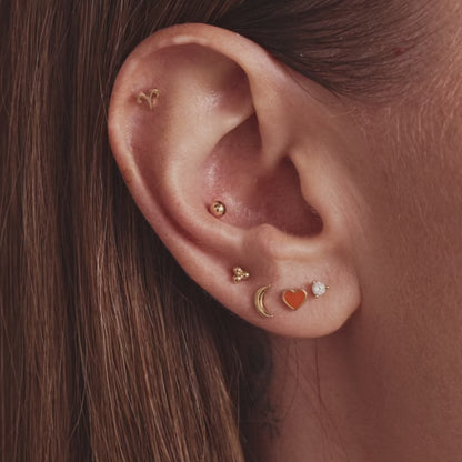 Red Enamel Heart Flat Back Earring – Cartilage Stud