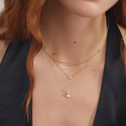 Diamond Station Star of David 14K Solid Gold Necklace