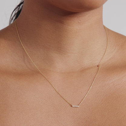 Short Bar Necklace in 14K Solid Gold