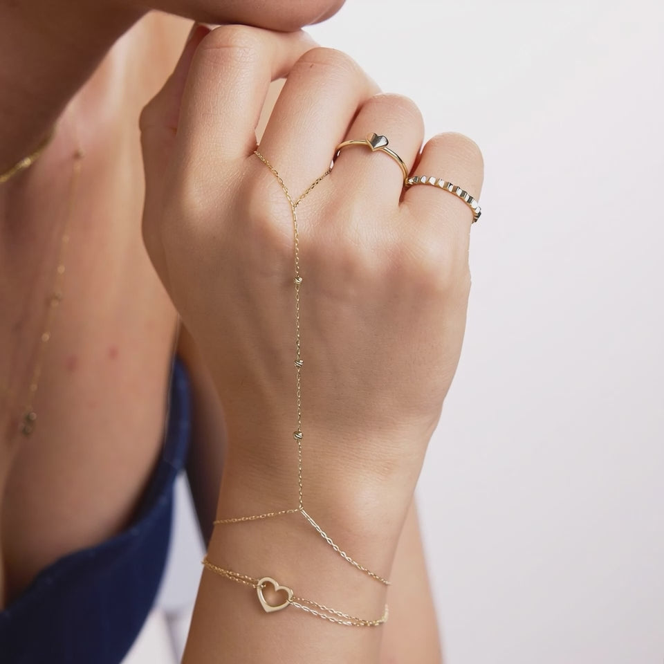 Beaded Hand Chain Bracelet