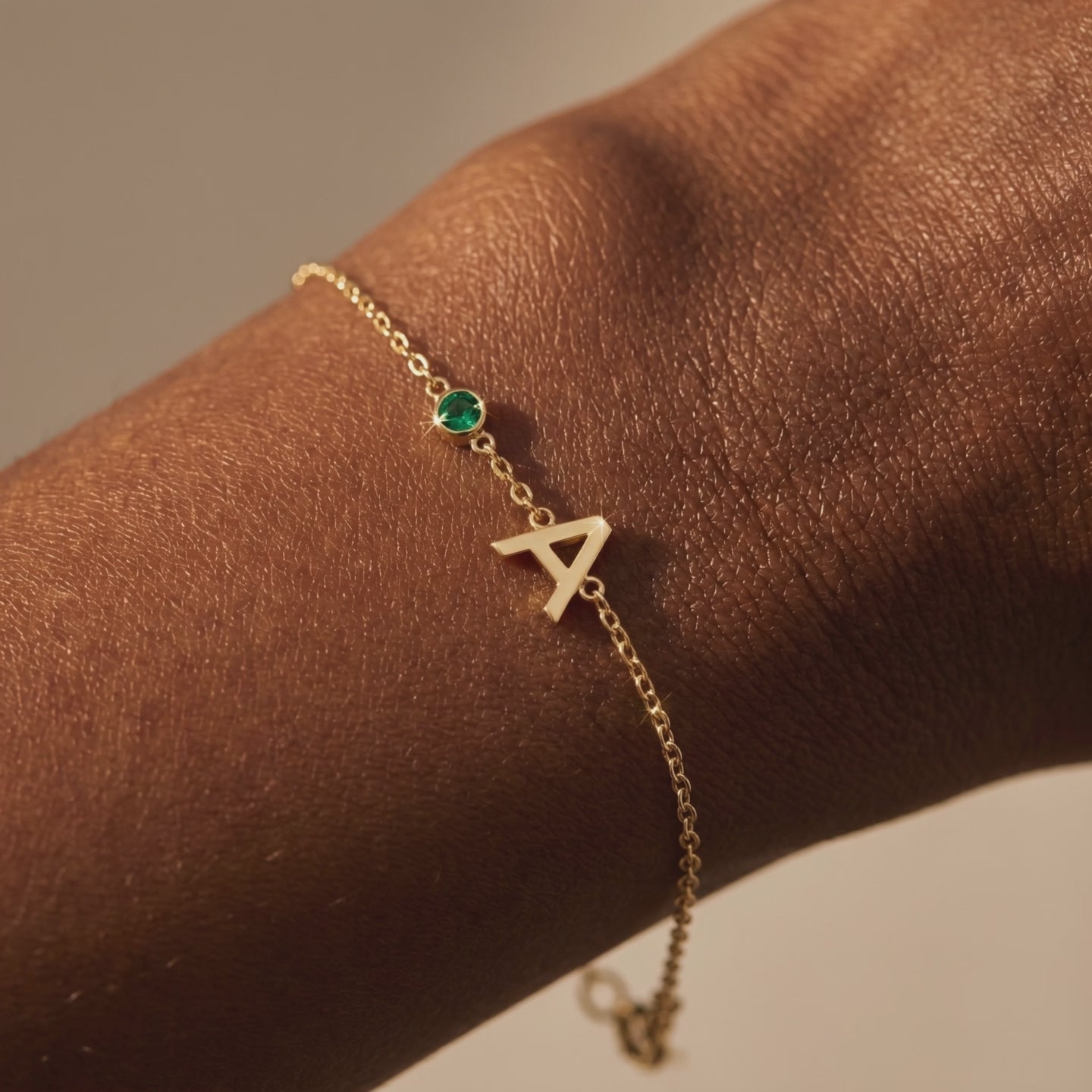 Initial and Birthstone Bracelet