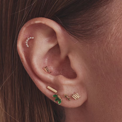 Triple Marquise Green CZ Stud Earring