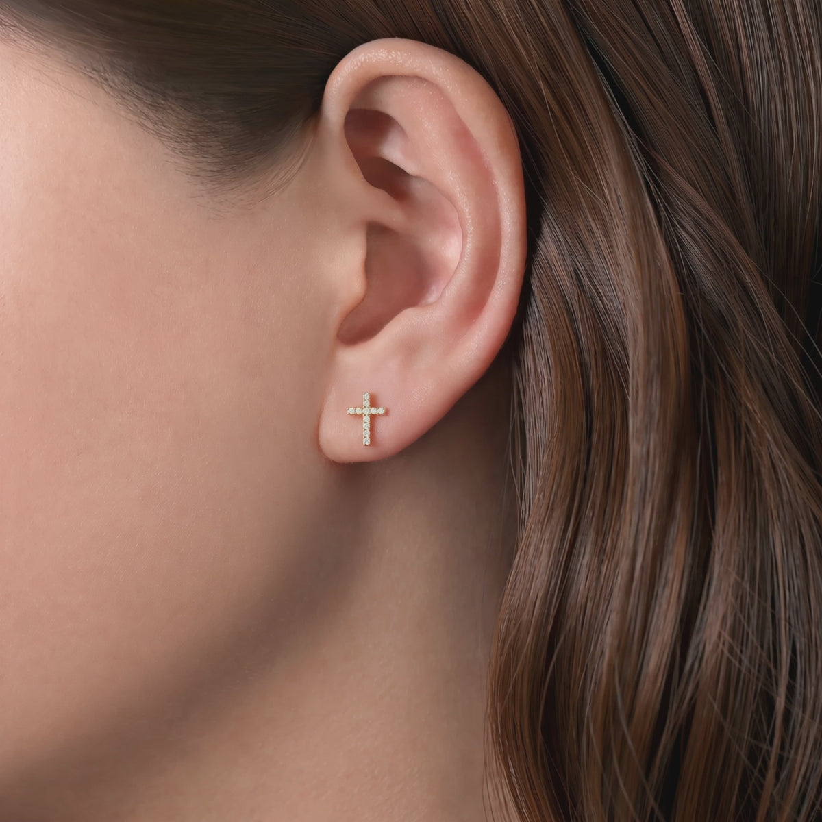 Dainty Small Diamond Cross Earrings