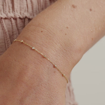 Diamonds and Beads by the Yard Drop Bracelet in 14K Solid Gold