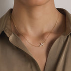 Diamond Sideways Cross Necklace